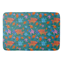 Orange Pink Blue Fun Fisch Unterwasser im Meer Badematte
