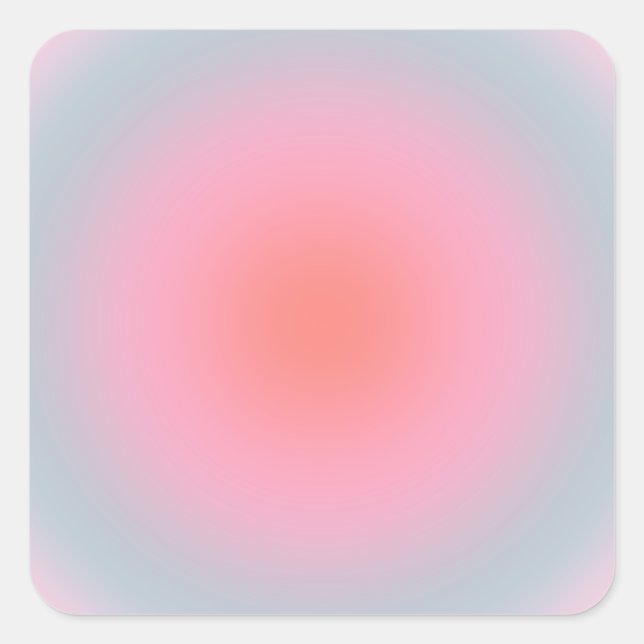 Orange Pink Blue Gradient Pastell Abstrakt Gradien Quadratischer Aufkleber (Vorderseite)