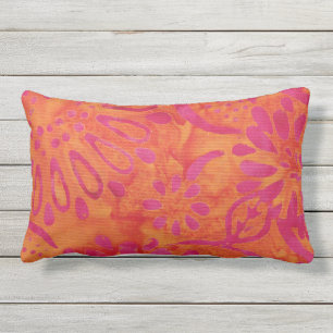 Orange Pink Boho Batik Blumenmuster Außenbereich Kissen Für Draußen