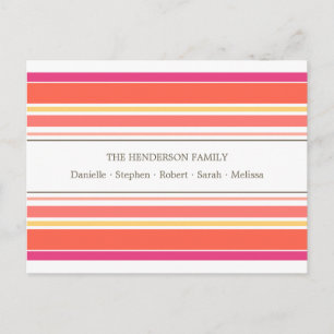 Orange & Pink Candy Stripes Familie Postkarte