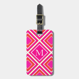 Orange Pink Diamond Geometric Gepäckanhänger