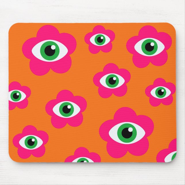 Orange&Pink Evil Eye Blume Mouse Pad Mousepad (Vorne)