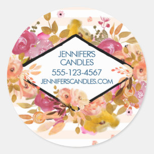 Orange & Pink Floral Bouquet Business Runder Aufkleber