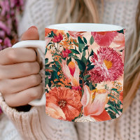 Orange Pink Floral Muster