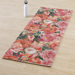 Orange Pink Floral Muster Yogamatte