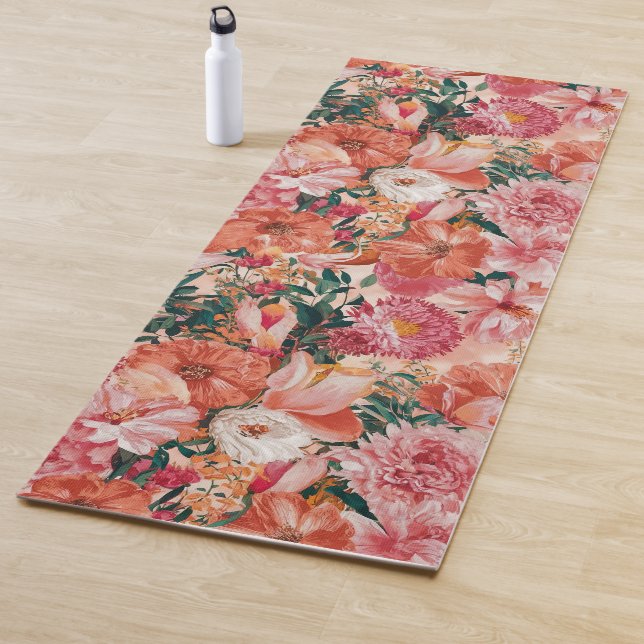 Orange Pink Floral Muster Yogamatte (Beispiel)