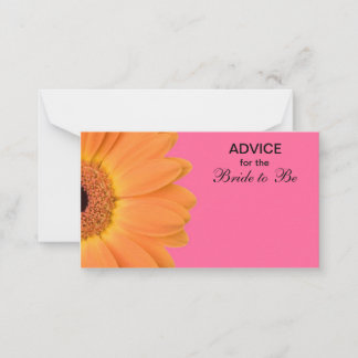 Orange & Pink Gerber Daisy Advice for the Bride Hinweiskarte