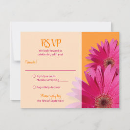 Orange Pink Gerbera Daisy Wedding RSVP Card Karte