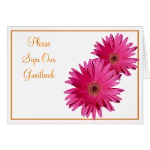 Orange Pink Gerbera Daisy Wedding Sign Card