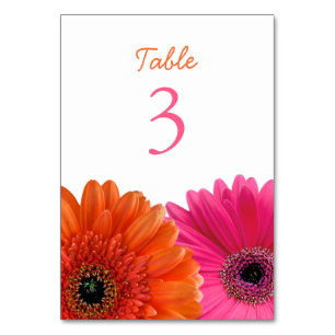 Orange Pink Gerbera Gerber Daisy White Wedding Tischnummer