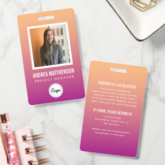 Orange Pink Gradient Mitarbeiter Ausweis