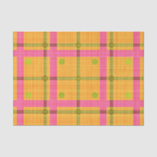 ORANGE PINK GREEN YELLOW KARIERT POLKA DOTS SEIDENPAPIER