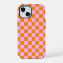 Orange + Pink Karo Schachbrettmuster