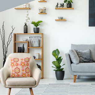 Orange & Pink Mitte des Jahrhunderts Geometric im  Kissen