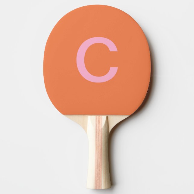 Orange Pink Monogram, erste moderne, benutzerdefin Tischtennis Schläger (Rückseite)