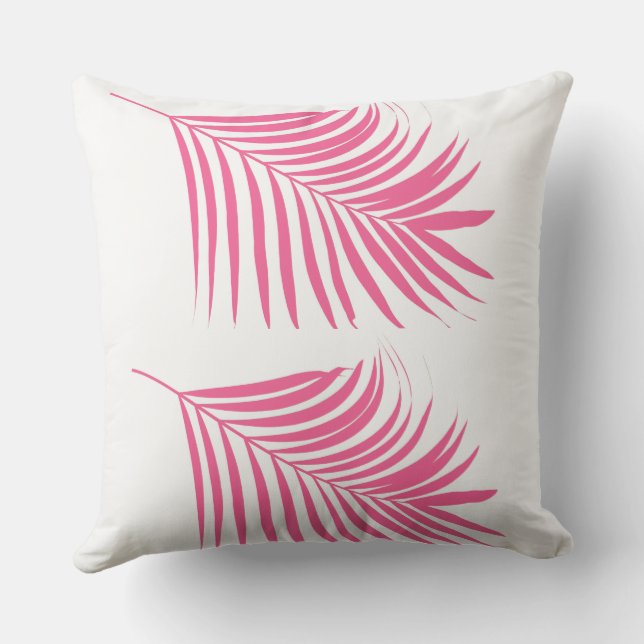 Orange Pink Palm Tree Leaf Tropical Coastal Beach Kissen (Rückseite)