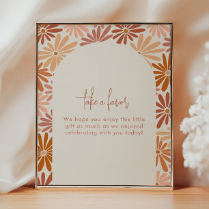 Orange & Pink Retro Floral Groovy Baby Fevor-Zeich Poster