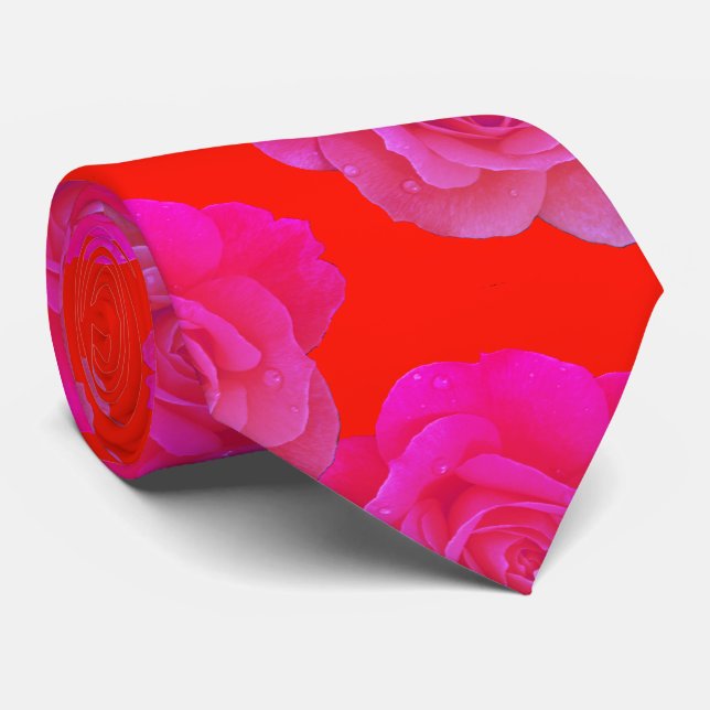 Orange Pink Rose Blütenfarben Moderne Stilvoll Krawatte (Gerollt)