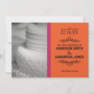 Orange & Pink Save the Date Hochzeitsankündigungen Einladung