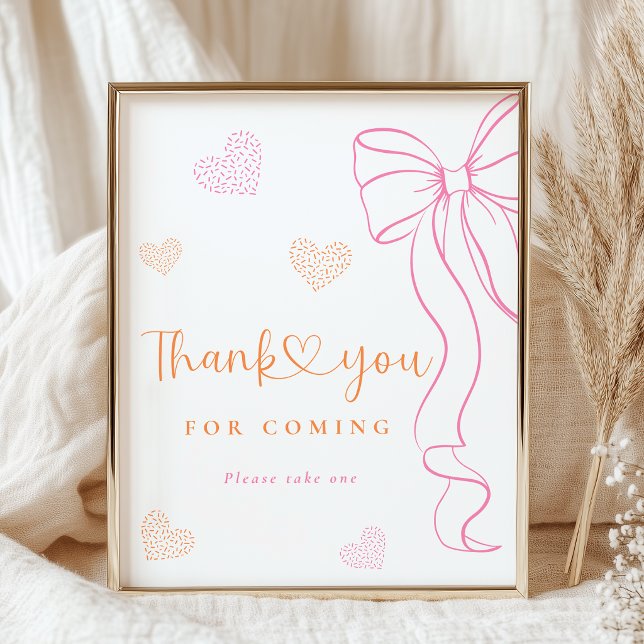 Orange Pink Sprinkle Hearts Sign Poster (Von Creator hochgeladen)