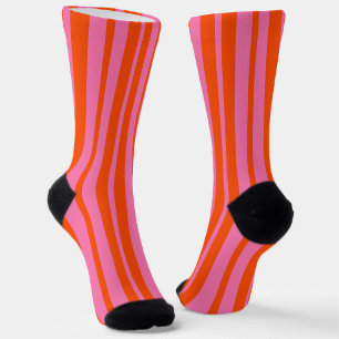 Orange Pink Stilvolle Streifenmuster Design Socken
