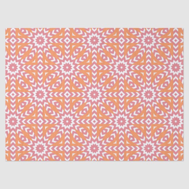 Orange & Pink Stilvolles Mosaikmuster Seidenpapier (Vorderseite)