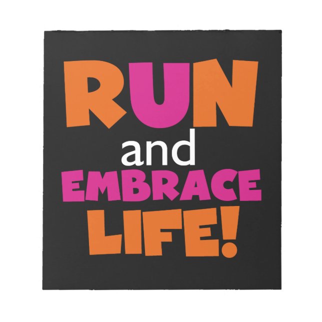 Orange Pink Text Fitness Runner Marathon Notizblock (Vorderseite)