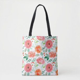 Orange Pink Vintag Floral Muster Totbeutel Tasche
