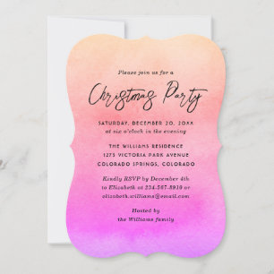 Orange Pink Watercolor Weihnachts-Party Einladung