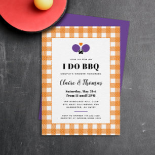Orange Plaid I Do BQ Ping Pong Invitation
