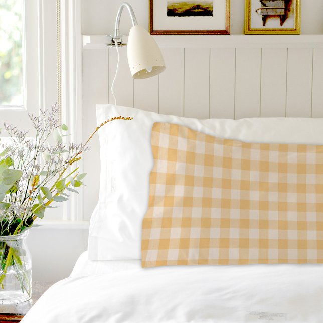 Orange Plaid Pattern Pair Of Pillowcases Kissenbezug (Von Creator hochgeladen)