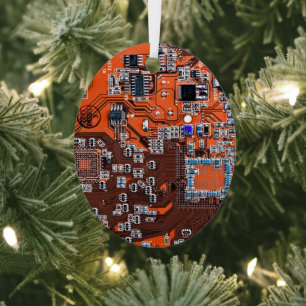 Orange-Platine für Computergeek-Schaltkreise Ornament Aus Metall