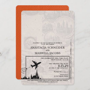 Orange Poland Passport Wedding Einladung