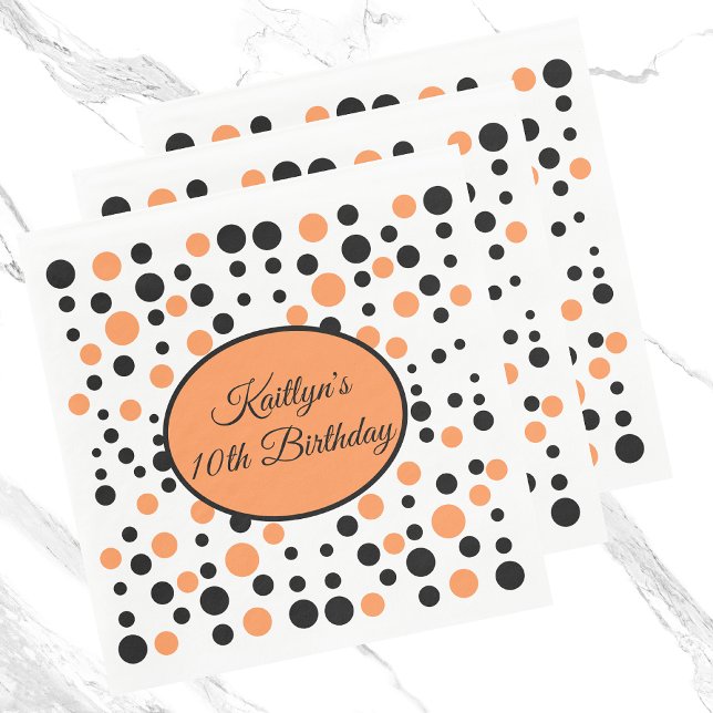 Orange Polka Dot Birthday Serviette (Von Creator hochgeladen)