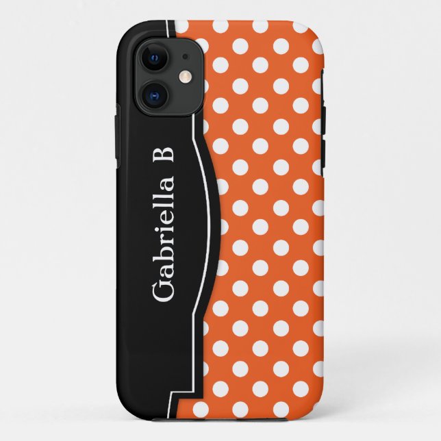 Orange Polka Dot Black Frame iPhone 5 coque (Dos)