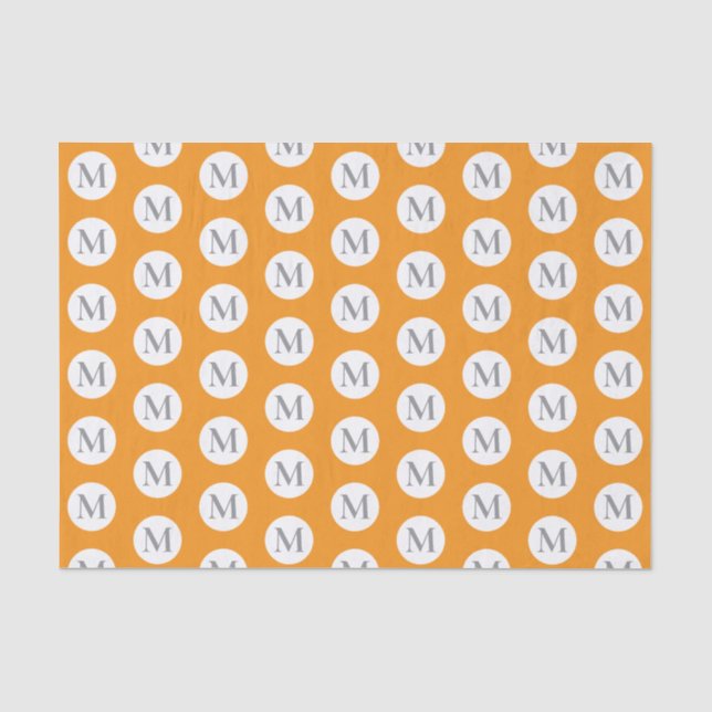 Orange Polka Dot Monogram Seidenpapier (Vorderseite)