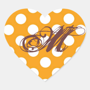 Orange Polka Dot Personalisiert Herz-Aufkleber
