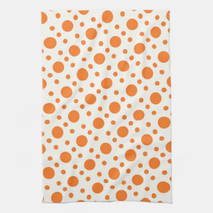 Orange Polka Dot Retro Design Serviette de cuisine
