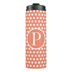 Orange Polka Dots Anfangsbuchstabe Thermal Tumbler Thermosbecher