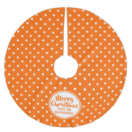 Orange Polka Dots Christmas Tree Skirt Polyester Weihnachtsbaumdecke