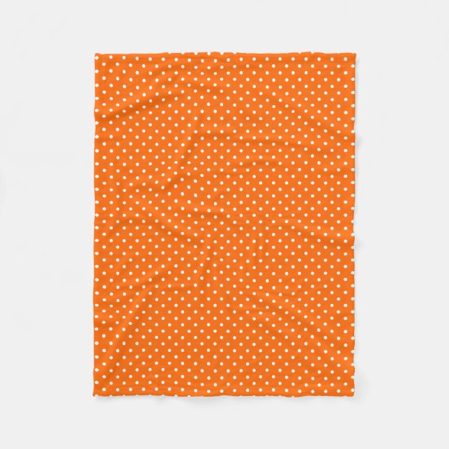 Orange Polka Dots Fleece Blanket (Vorderseite)