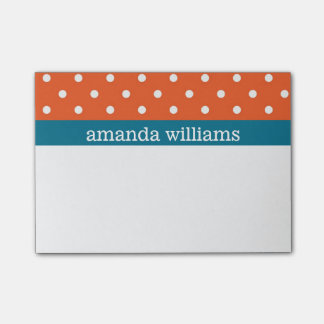Orange Polka Dots mit blauem Streifen Post-it Klebezettel