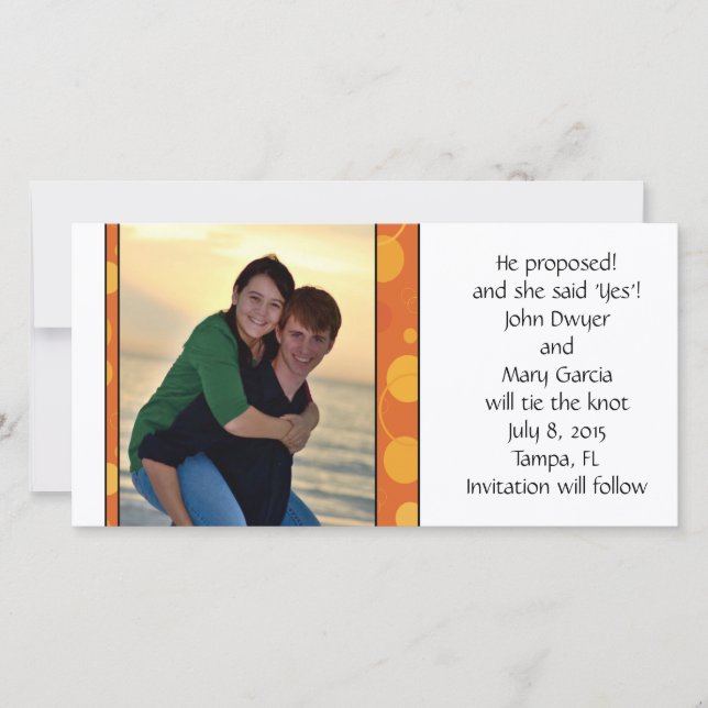 Orange Polka Dots Save the Date (Vorderseite)