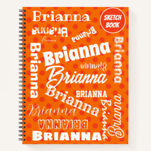 Orange Polka Dotted, Personalisierter Name, Wortar Notizbuch