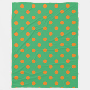 Orange Polka Punkte auf grün Fleecedecke