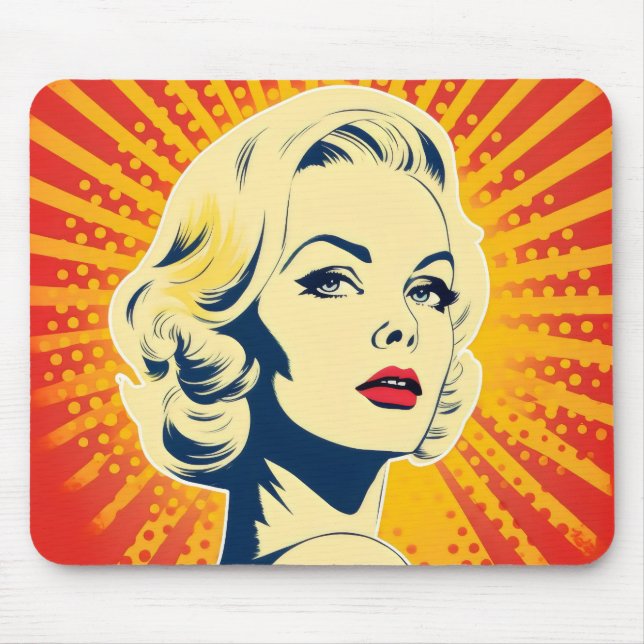 Orange Pop Art Blonde Mousepad (Vorne)