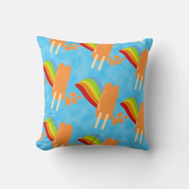 Orange Pop Retro Regenbogen Muster Kunst Kissen (Vorderseite)