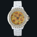 Orange Poppies Armbanduhr<br><div class="desc">Mohnfarben, handbemalt in Fotoshop, nahtlos.</div>