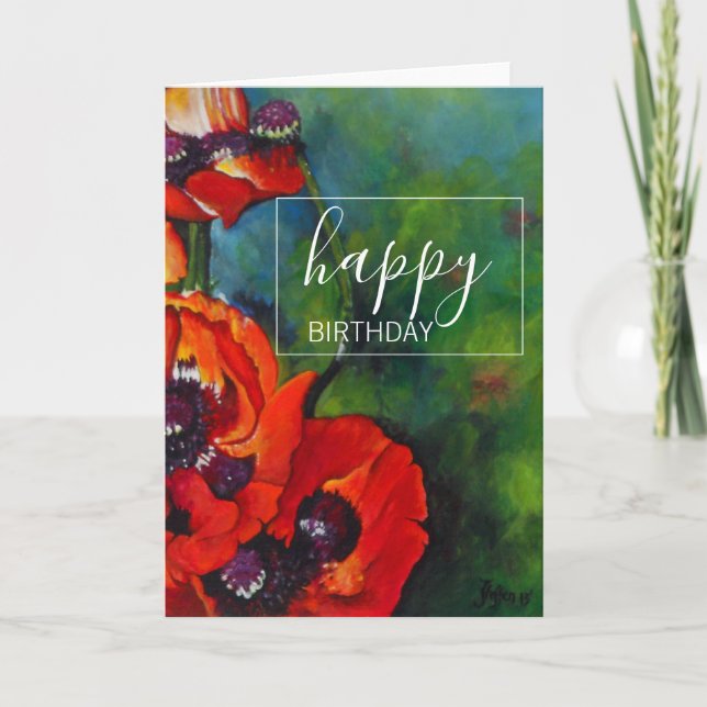Orange Poppies Art Bonne Carte Anniversaire (Devant)