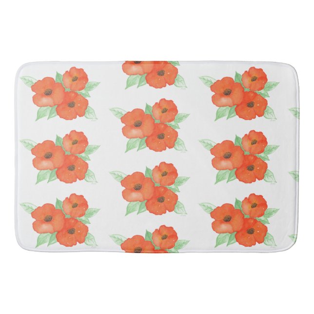 Orange Poppies Badematte (Vorderseite)